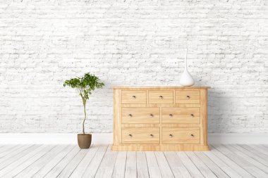 Modern parlak iç. 3D render