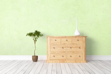 Modern parlak iç. 3D render