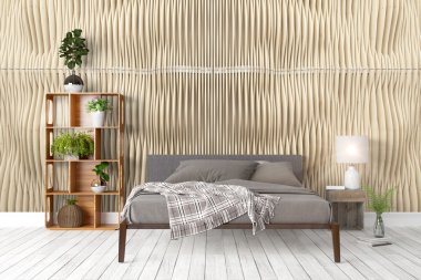 Modern parlak iç. 3D render