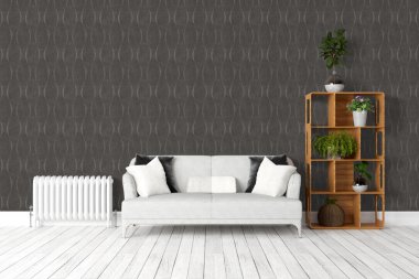 Modern parlak iç. 3D render