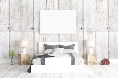 Modern parlak iç. 3D render