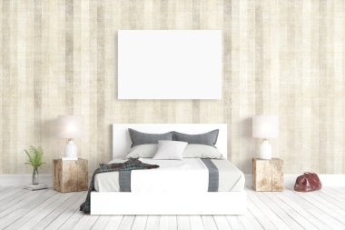 Modern parlak iç. 3D render