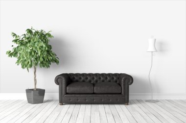 Modern parlak iç. 3D render