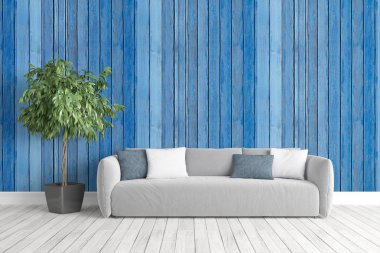 Modern parlak iç. 3D render