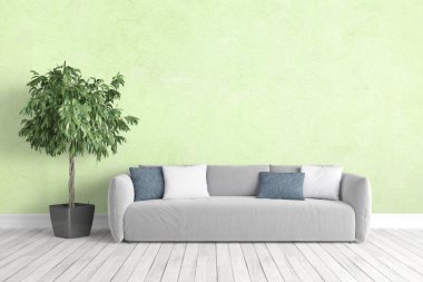 Modern parlak iç. 3D render