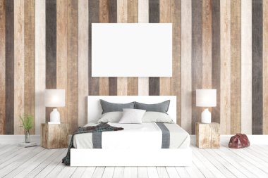 Modern parlak iç. 3D render