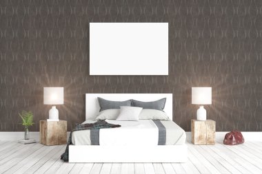 Modern parlak iç. 3D render