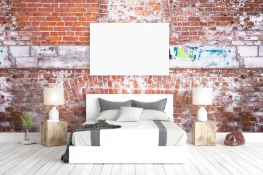 Modern parlak iç. 3D render