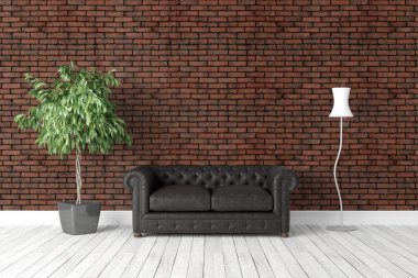 Modern parlak iç. 3D render