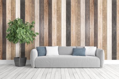 Modern parlak iç. 3D render