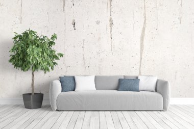 Modern parlak iç. 3D render