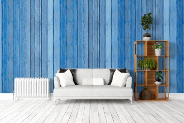 Modern parlak iç. 3D render