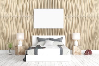 Modern parlak iç. 3D render