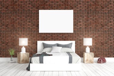 Modern parlak iç. 3D render