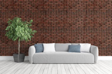 Modern parlak iç. 3D render