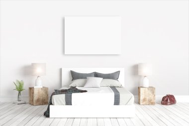 Modern parlak iç. 3D render
