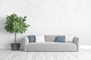 Modern parlak iç. 3D render