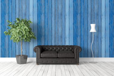 Modern parlak iç. 3D render