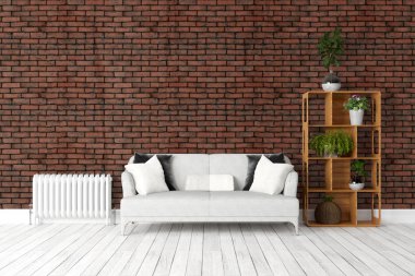 Modern parlak iç. 3D render