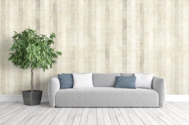 Modern parlak iç. 3D render