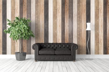 Modern parlak iç. 3D render