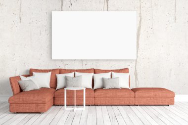 Modern parlak iç. 3D render