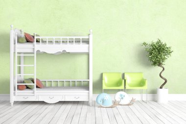 Modern parlak iç. 3D render