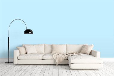 Modern parlak iç. 3D render