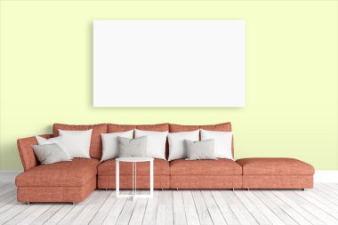 Modern parlak iç. 3D render