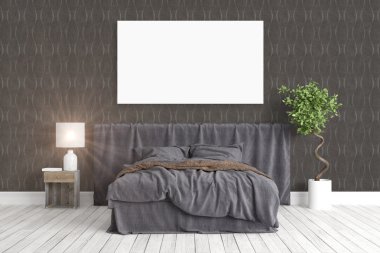 Modern parlak iç. 3D render