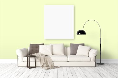 Modern parlak iç. 3D render