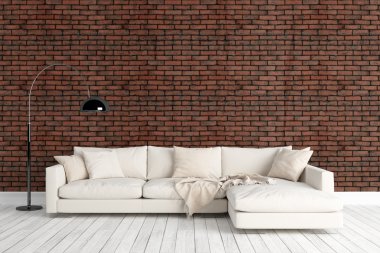 Modern parlak iç. 3D render