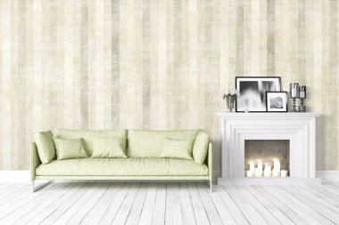 Modern parlak iç. 3D render