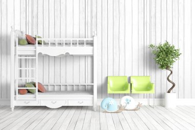 Modern parlak iç. 3D render