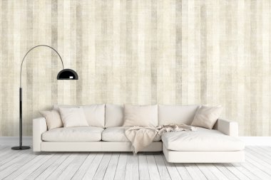 Modern parlak iç. 3D render