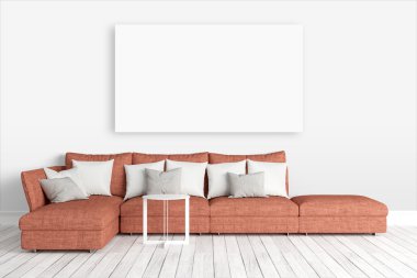 Modern parlak iç. 3D render