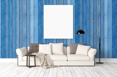 Modern parlak iç. 3D render