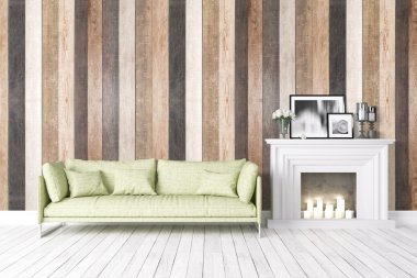 Modern parlak iç. 3D render