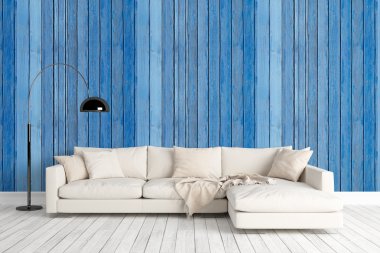 Modern parlak iç. 3D render