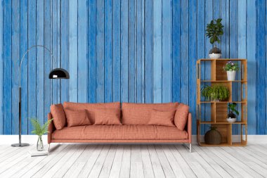 Modern parlak iç. 3D render