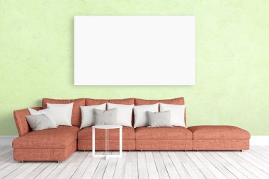 Modern parlak iç. 3D render