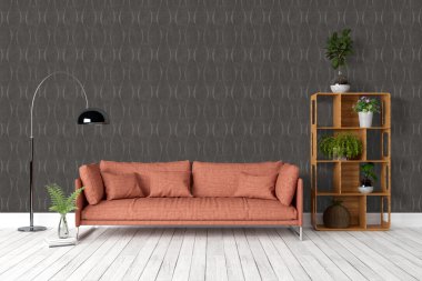 Modern parlak iç. 3D render