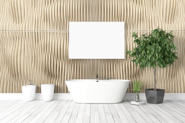 Modern parlak iç. 3D render