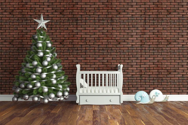 아름 다운 크리스마스 인테리어입니다. 3 차원 렌더링 — 스톡 사진