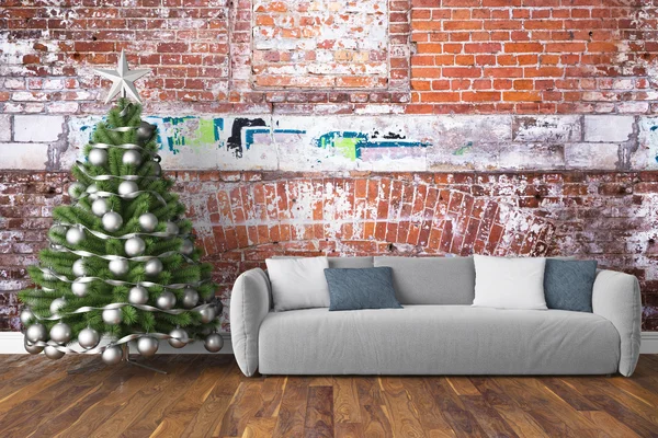 Wunderschönes Weihnachtsinterieur. 3D-Darstellung — Stockfoto