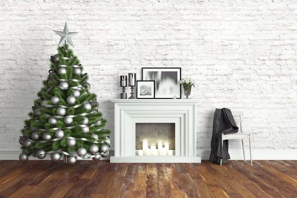 Mooie kerst interieur. 3D-rendering — Stockfoto