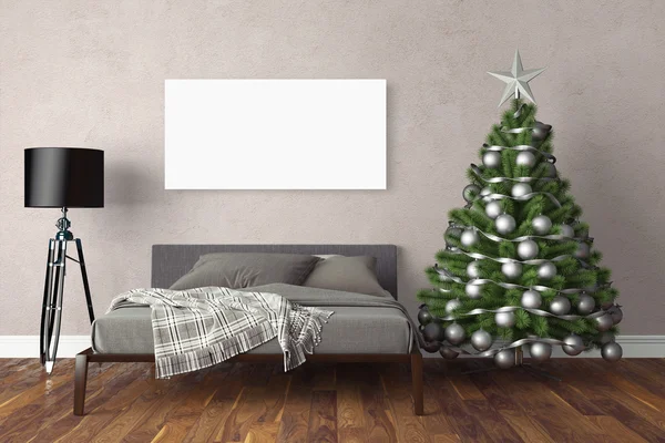 Wunderschönes Weihnachtsinterieur. 3D-Darstellung — Stockfoto