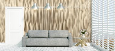 Modern parlak iç. 3D render