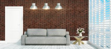 Modern parlak iç. 3D render