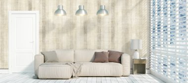 Modern parlak iç. 3D render